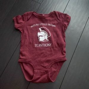 Trojans St. Anthony  burgundy baby onesie size 12M GUC